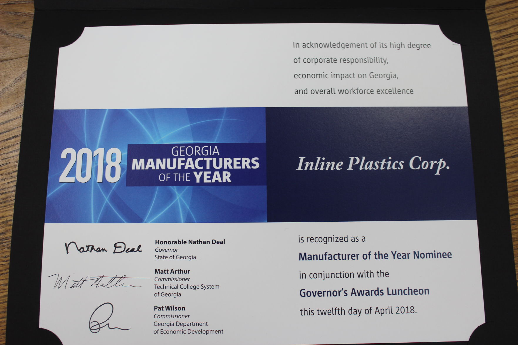 Inline Plastics certificate